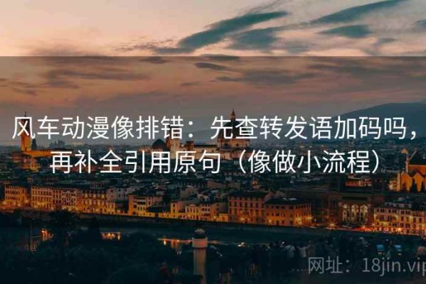 风车动漫像排错：先查转发语加码吗，再补全引用原句（像做小流程）