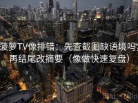 菠萝TV像排错：先查截图缺语境吗，再结尾改摘要（像做快速复盘）